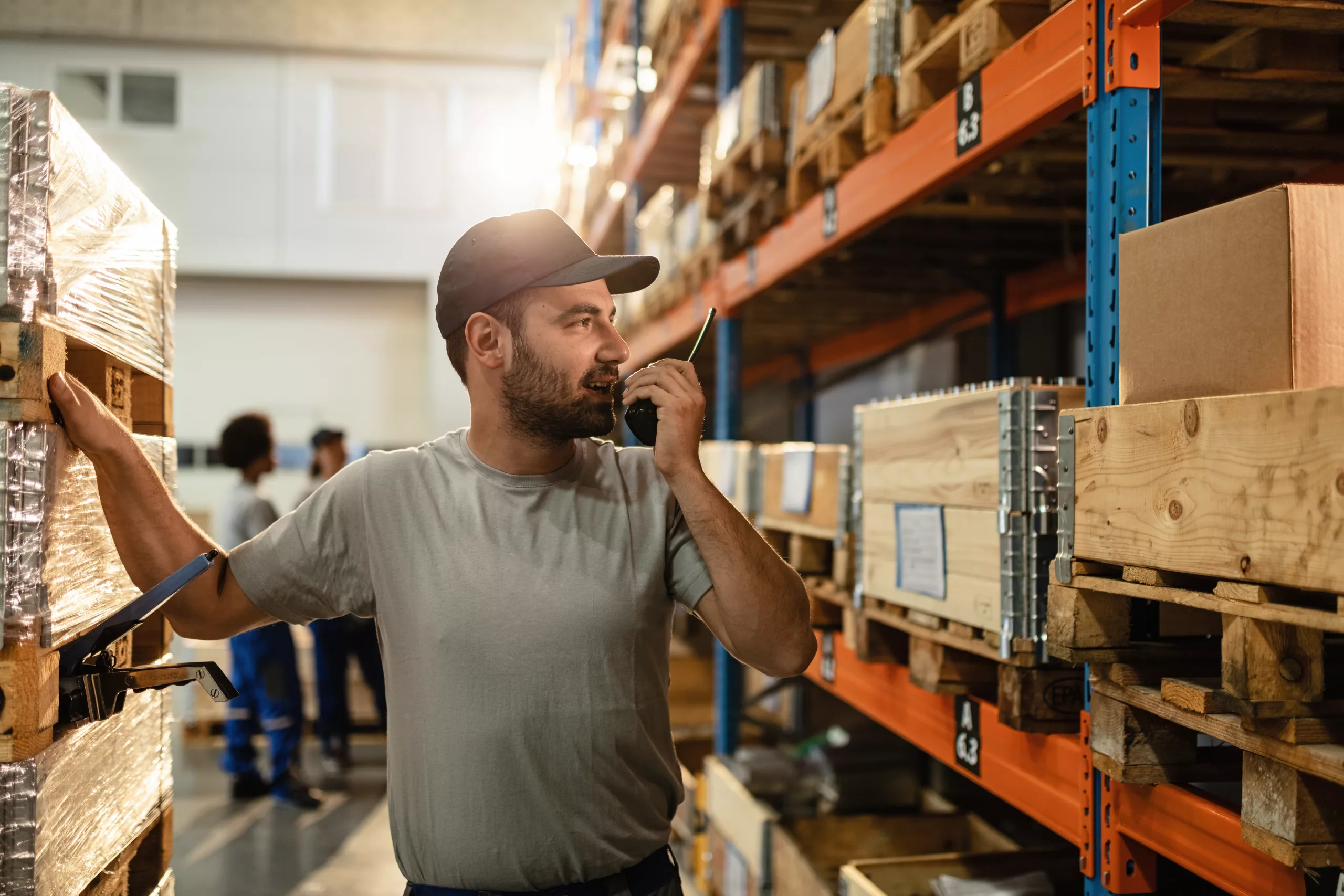 Professional team managing storage and distribution operations